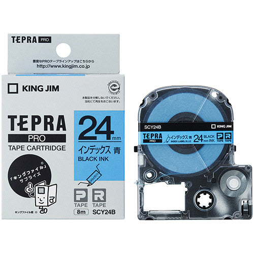 キングジム テプラ ＰＲＯ テープカートリッジ インデックスラベル ２４ｍｍ 青／黒文字 ＳＣＹ２４Ｂ １個