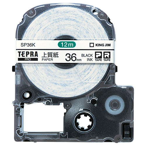 キングジム テプラ ＰＲＯ テープカートリッジ 上質紙ラベル ３６ｍｍ 白／黒文字 ＳＰ３６Ｋ １個