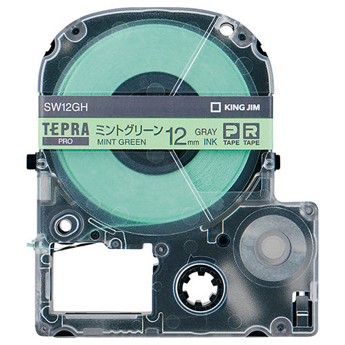 キングジム テプラ ＰＲＯ テープカートリッジ ソフト １２ｍｍ ミントグリーン／グレー文字 ＳＷ１２ＧＨ １個
