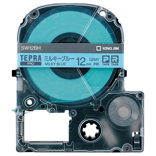 キングジム テプラ ＰＲＯ テープカートリッジ ソフト １２ｍｍ ミルキーブルー／グレー文字 ＳＷ１２ＢＨ １個