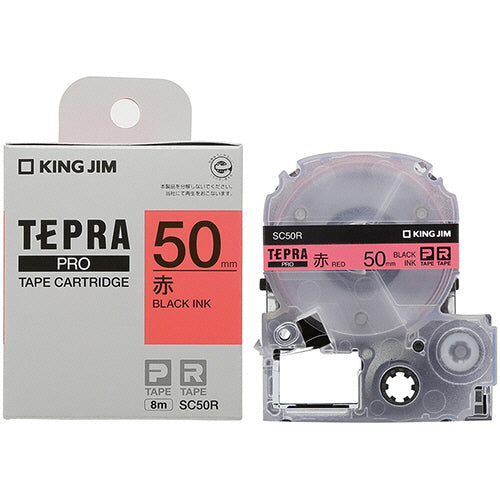 キングジム テプラ ＰＲＯ テープカートリッジ パステル ５０ｍｍ 赤／黒文字 ＳＣ５０Ｒ １個