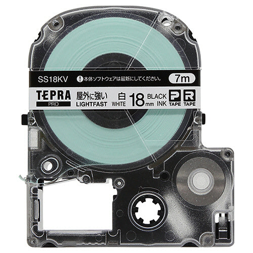 キングジム テプラ ＰＲＯ テープカートリッジ 屋外に強いラベル １８ｍｍ 白／黒文字 ＳＳ１８ＫＶ １個