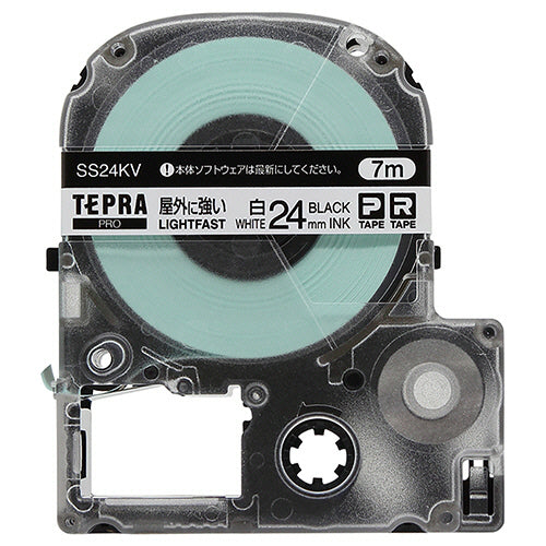 キングジム テプラ ＰＲＯ テープカートリッジ 屋外に強いラベル ２４ｍｍ 白／黒文字 ＳＳ２４ＫＶ １個