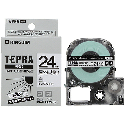 キングジム テプラ ＰＲＯ テープカートリッジ 屋外に強いラベル ２４ｍｍ 白／黒文字 ＳＳ２４ＫＶ １個