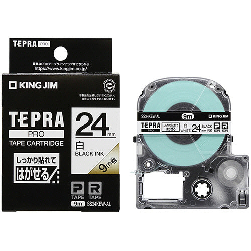 キングジム テプラ ＰＲＯ テープカートリッジ しっかり貼れてはがせるラベル ２４ｍｍ 白／黒文字 ＳＳ２４ＫＥＷ－ＡＬ １個