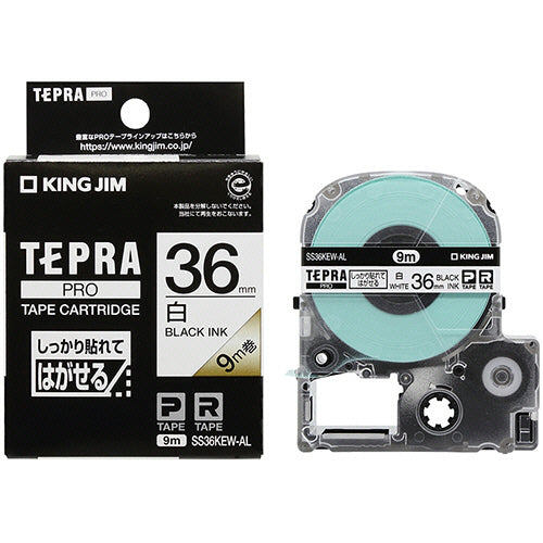 キングジム テプラ ＰＲＯ テープカートリッジ しっかり貼れてはがせるラベル ３６ｍｍ 白／黒文字 ＳＳ３６ＫＥＷ－ＡＬ １個