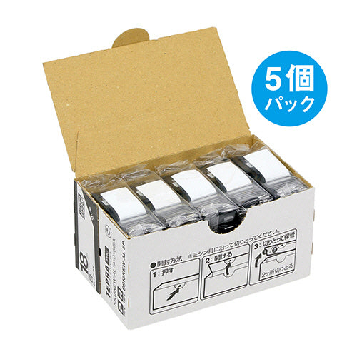 キングジム テプラ ＰＲＯ テープカートリッジ しっかり貼れてはがせるラベル １８ｍｍ 白／黒文字 ＳＳ１８ＫＥＷ－ＡＬ－５Ｐ １パック（５個）