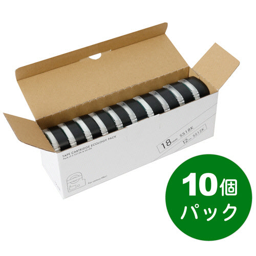 キングジム テプラ ＰＲＯ テープカートリッジ アソートパック １２ｍｍ・１８ｍｍ 白／黒文字 ＳＳ１２Ｋ１８Ｋ－１０Ｐ １パック（１０個：各５個）