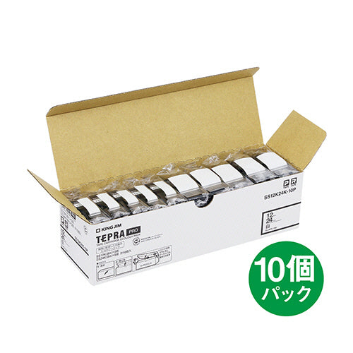 キングジム テプラ ＰＲＯ テープカートリッジ アソートパック １２ｍｍ・２４ｍｍ 白／黒文字 ＳＳ１２Ｋ２４Ｋ－１０Ｐ １パック（１０個：各５個）