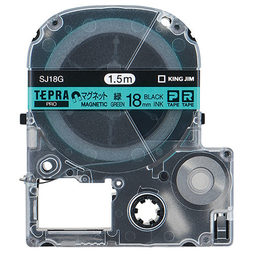 キングジム テプラ ＰＲＯ テープカートリッジ マグネットテープ １８ｍｍ 緑／黒文字 ＳＪ１８Ｇ １個