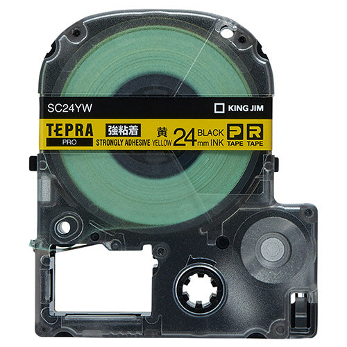 キングジム テプラ ＰＲＯ テープカートリッジ 強粘着 ２４ｍｍ 黄／黒文字 ＳＣ２４ＹＷ １個