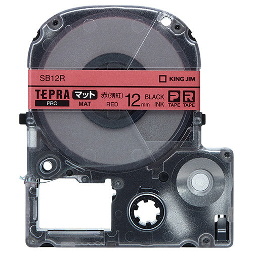 キングジム テプラ ＰＲＯ テープカートリッジ マットラベル １２ｍｍ 赤（薄紅）／黒文字 ＳＢ１２Ｒ １個