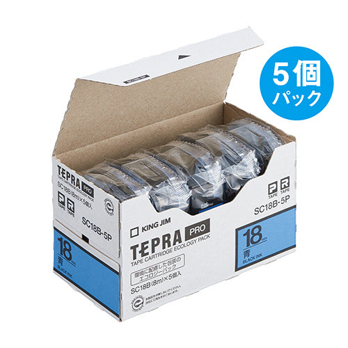 キングジム テプラ ＰＲＯ テープカートリッジ パステル １８ｍｍ 青／黒文字 ＳＣ１８Ｂ－５Ｐ １パック（５個）