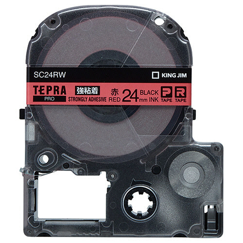キングジム テプラ ＰＲＯ テープカートリッジ 強粘着 ２４ｍｍ 赤／黒文字 ＳＣ２４ＲＷ １個