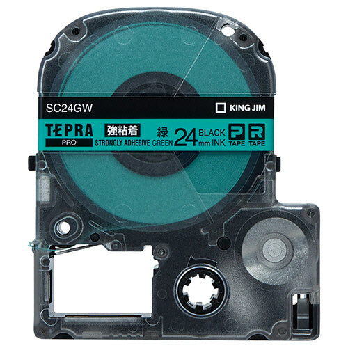 キングジム テプラ ＰＲＯ テープカートリッジ 強粘着 ２４ｍｍ 緑／黒文字 ＳＣ２４ＧＷ １個