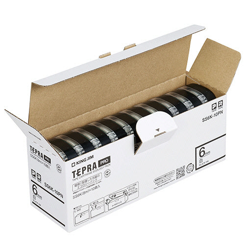 キングジム テプラ ＰＲＯ テープカートリッジ ６ｍｍ 白／黒文字 エコパック ＳＳ６Ｋ－１０ＰＮ １セット（３０個：１０個×３パック）