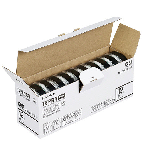 キングジム テプラ ＰＲＯ テープカートリッジ １２ｍｍ 白／黒文字 エコパック ＳＳ１２Ｋ－１０ＰＮ １セット（３０個：１０個×３パック）
