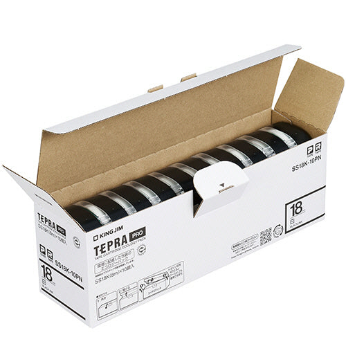 キングジム テプラ ＰＲＯ テープカートリッジ １８ｍｍ 白／黒文字 エコパック ＳＳ１８Ｋ－１０ＰＮ １セット（３０個：１０個×３パック）