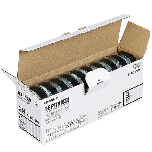キングジム テプラ ＰＲＯ テープカートリッジ ９ｍｍ 透明／黒文字 エコパック ＳＴ９Ｋ－１０ＰＮ １セット（３０個：１０個×３パック）
