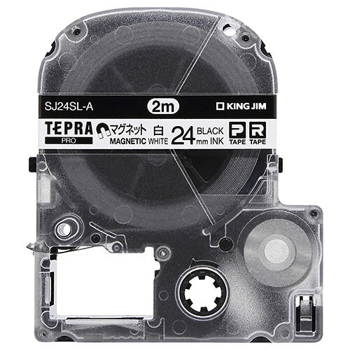 キングジム テプラ ＰＲＯ テープカートリッジ マグネットテープ ロングタイプ２ｍ巻 ２４ｍｍ 白／黒文字 ＳＪ２４ＳＬ－Ａ １セット（３個）